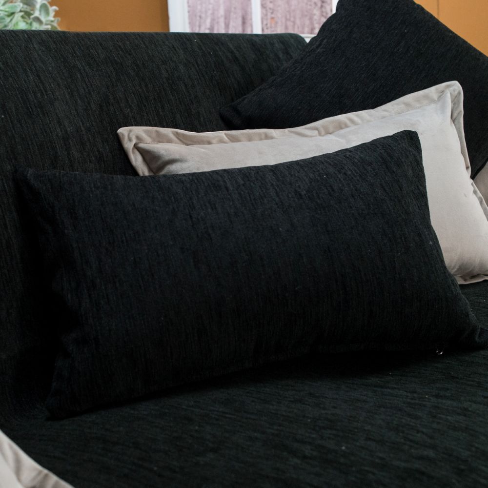 Ριχτάρια καναπέ Σενίλ Solid Black 306